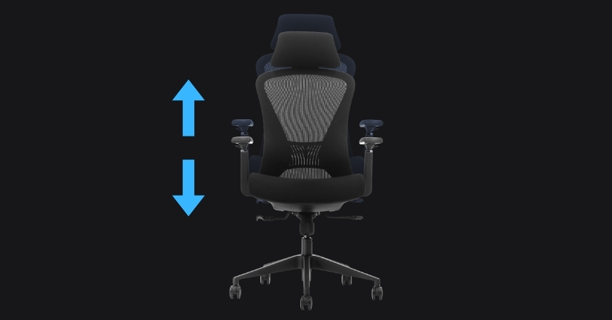 Płynna regulacja wysokości siedziska fotela VOYAGER